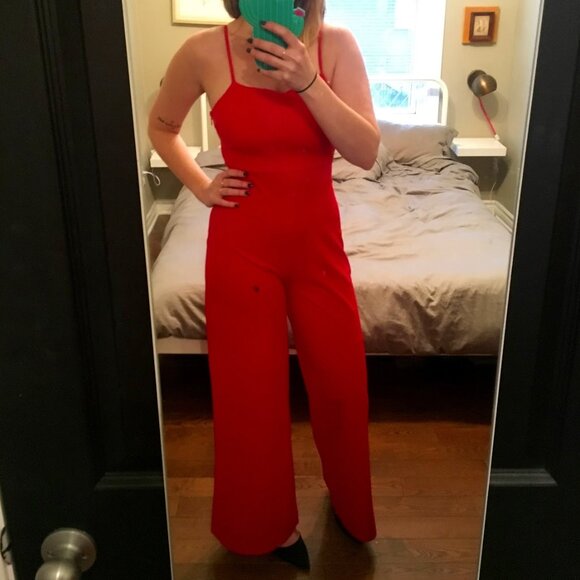 Urban Outfitters Red Wide Leg Jumpsuit - Picture 2 of 4